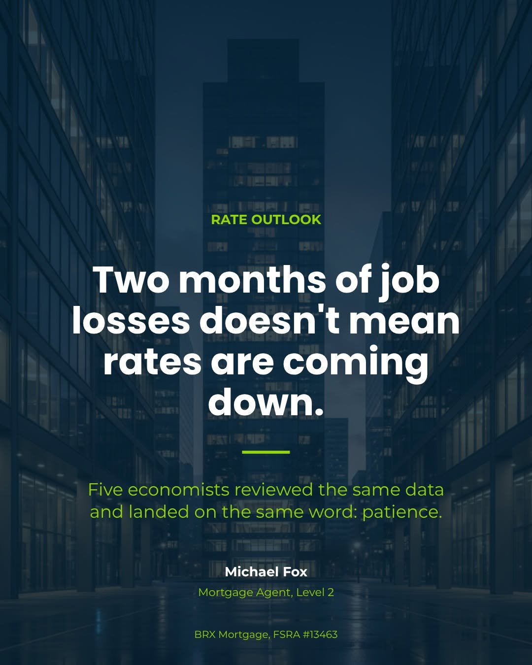 Published graphic: Two months of job losses doesn’t mean rates are coming down.